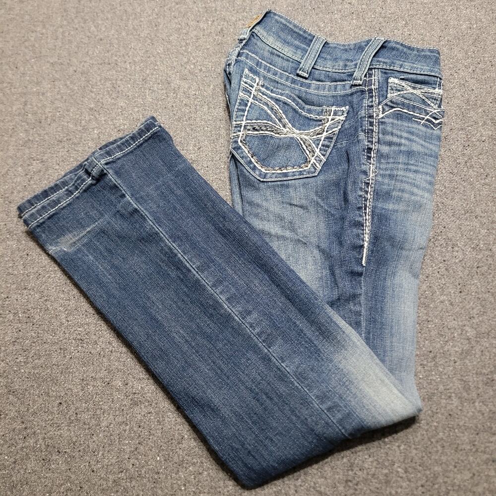 Ariat Jeans Womens 25S Blue REAL Entwined Mid Rise Bootcut Western Rodeo Cowgirl